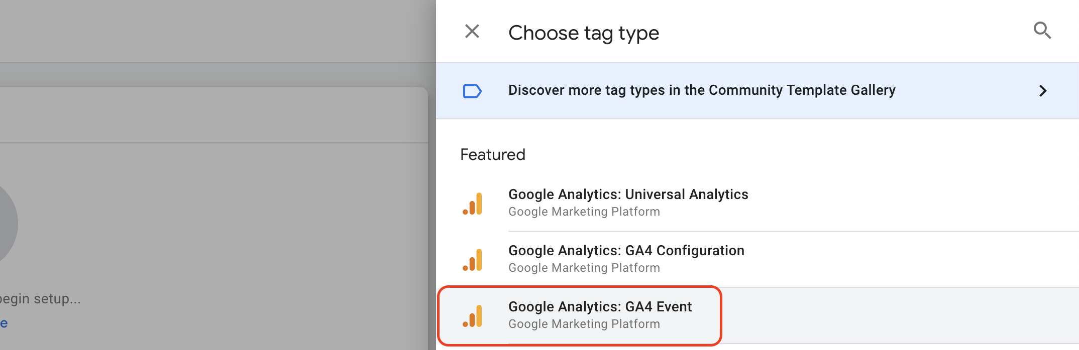 Choose tag type screenshot