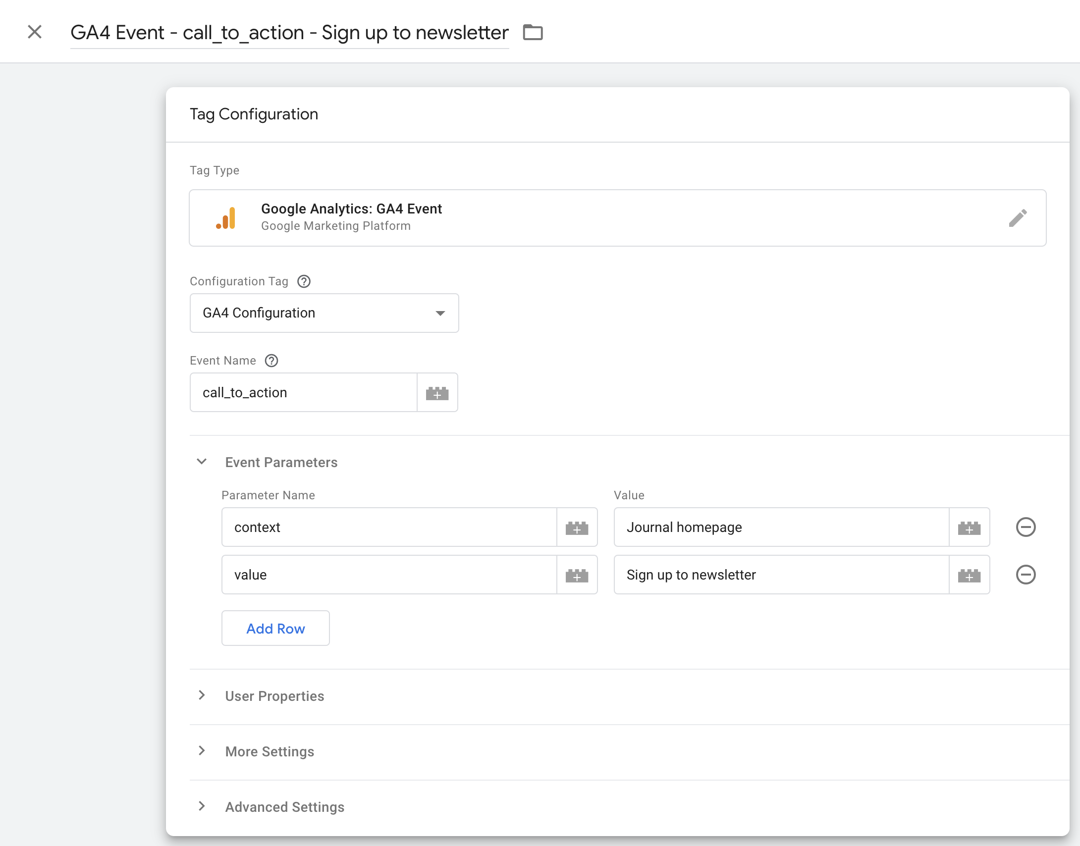GA4 event configuration screenshot