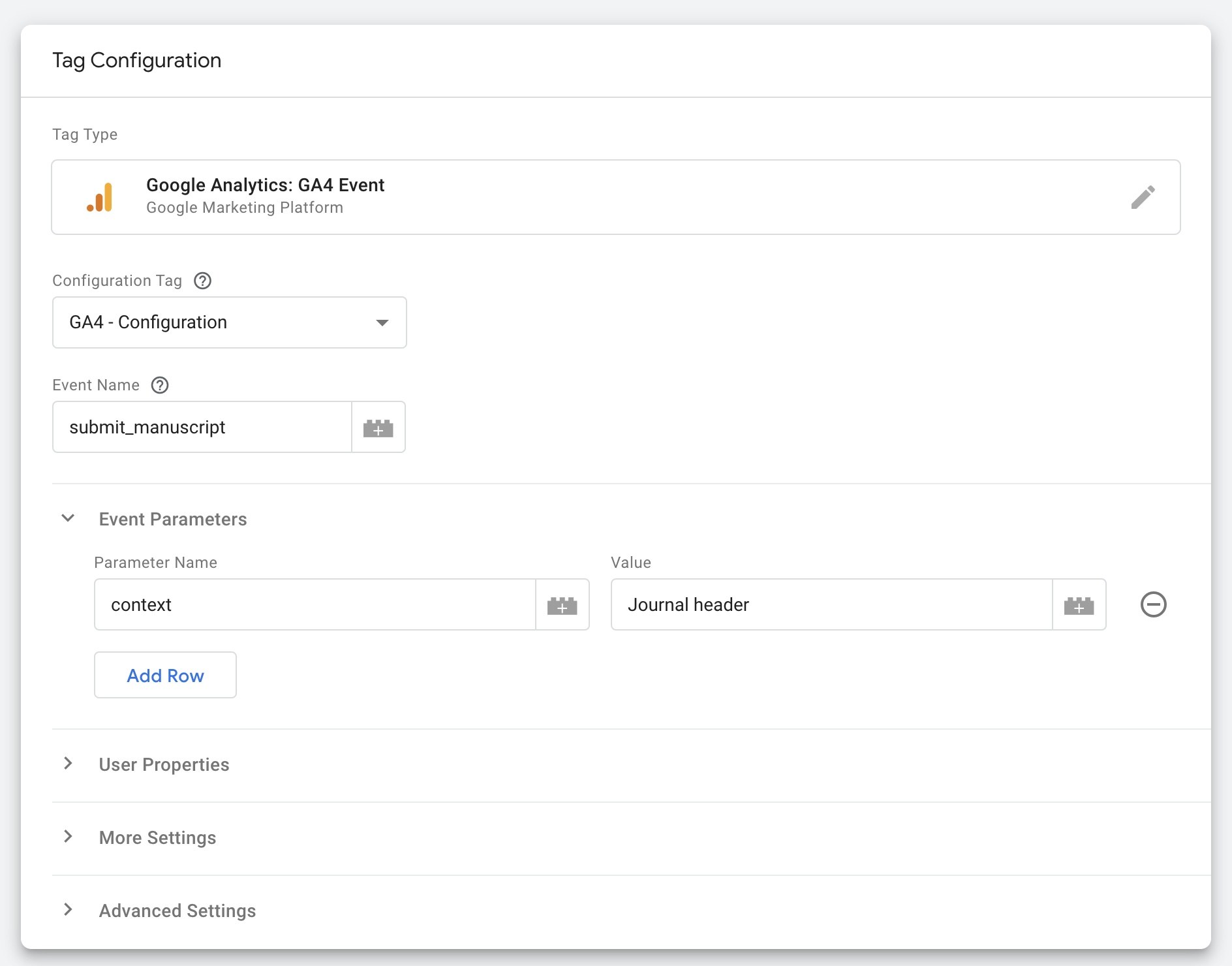 GA4 event configuration screenshot