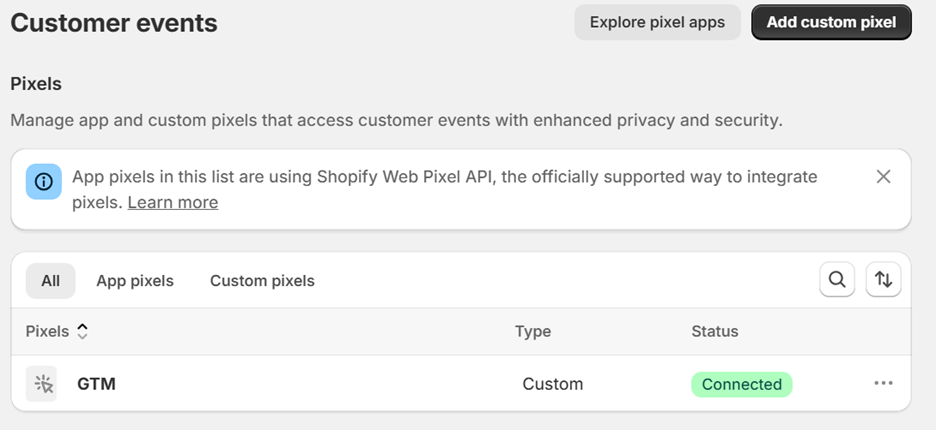 Create customer events screenshot